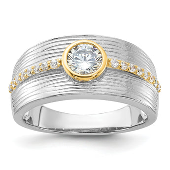 Sterling Silver Rhodium/Gold-tone CZ Ring - Birthstone Company