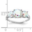 Sterling Silver Rhodium-plated Iridescent CZ 3-Stone Ring