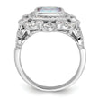 Sterling Silver Rhodium-plated Clear and Iridescent CZ Ring