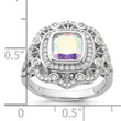 Sterling Silver Rhodium-plated Clear and Iridescent CZ Ring