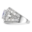 Sterling Silver Rhodium-plated Clear and Iridescent CZ Ring
