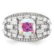 Sterling Silver Rhodium-plated Clear and Iridescent CZ Ring