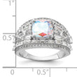 Sterling Silver Rhodium-plated Clear and Iridescent CZ Ring