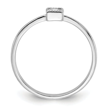 Sterling Silver Rhodium-plated Square CZ Ring