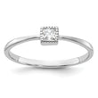 Sterling Silver Rhodium-plated Square CZ Ring