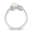 Sterling Silver Rhodium-plated 5-6mm White FWC Pearl Heart Ring