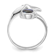 Sterling Silver Rhodium-Plated Polished Round Abalone with Starfish Ring - Birthstone Company