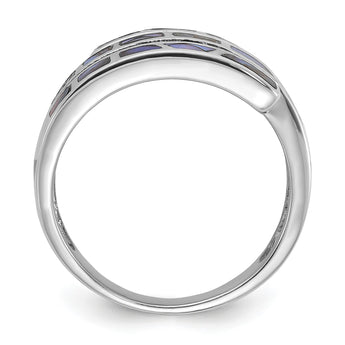 Sterling Silver Rhodium-Plated Polished Abalone Fancy Band Ring - Birthstone Company