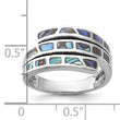 Sterling Silver Rhodium-Plated Polished Abalone Fancy Band Ring - Birthstone Company