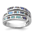 Sterling Silver Rhodium-Plated Polished Abalone Fancy Band Ring - Birthstone Company