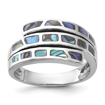 Sterling Silver Rhodium-Plated Polished Abalone Fancy Band Ring - Birthstone Company