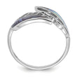Sterling Silver Rhodium-Plated Polished Abalone Bypass Leaf Ring