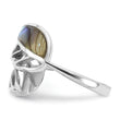Sterling Silver Rhodium-Plated Polished Abalone Bypass Leaf Ring - Birthstone Company