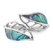 Sterling Silver Rhodium-Plated Polished Abalone Bypass Leaf Ring - Birthstone Company