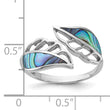 Sterling Silver Rhodium-Plated Polished Abalone Bypass Leaf Ring