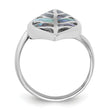 Sterling Silver Rhodium-Plated Polished Abalone Leaf Ring