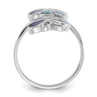 Sterling Silver Rhodium-Plated Polished Abalone Double Butterfly Ring - Birthstone Company
