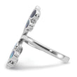 Sterling Silver Rhodium-Plated Polished Abalone Double Butterfly Ring - Birthstone Company