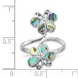Sterling Silver Rhodium-Plated Polished Abalone Double Butterfly Ring - Birthstone Company