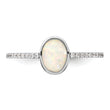 Sterling Silver Rhodium-plated Created Opal and CZ Ring