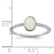 Sterling Silver Rhodium-plated Created Opal and CZ Ring