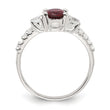 Sterling Silver Polished Garnet and CZ Ring