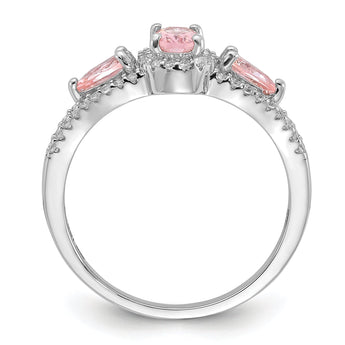 Sterling Silver Rhodium-plated Nano Crystal and CZ Ring