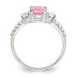 Sterling Silver Polished Pink and White CZ Ring