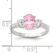 Sterling Silver Polished Pink and White CZ Ring
