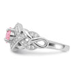 Sterling Silver Rhodium-plated Pink & White CZ Braided Ring
