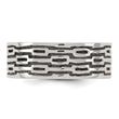 Sterling Silver Polished Oxidized Patterned Men's Band Ring