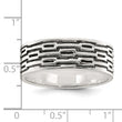 Sterling Silver Polished Oxidized Patterned Men's Band Ring - Birthstone Company