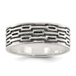 Sterling Silver Polished Oxidized Patterned Men's Band Ring - Birthstone Company