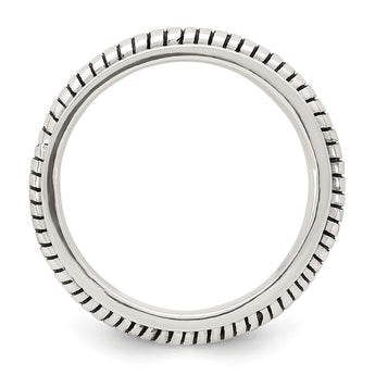 Sterling Silver Polished Oxidized Half Round Patterned Men's Ring, Size 11 - Birthstone Company