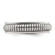 Sterling Silver Polished Oxidized Half Round Patterned Men's Ring