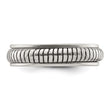 Sterling Silver Polished Oxidized Half Round Patterned Men's Ring, Size 11 - Birthstone Company