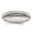 Sterling Silver Polished Oxidized Half Round Patterned Men's Ring, Size 11 - Birthstone Company