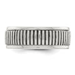Sterling Silver Polished Oxidized Patterned Men's Ring - Birthstone Company
