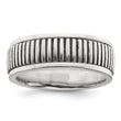 Sterling Silver Polished Oxidized Patterned Men's Ring - Birthstone Company