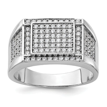 Sterling Silver Rhodium-plated CZ Signet Ring - Birthstone Company