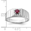 Sterling Silver Rhodium-plated African Ruby Men's Ring