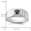 Sterling Silver Rhodium-plated Dark Blue Sapphire Men's Ring