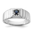 Sterling Silver Rhodium-plated Dark Blue Sapphire Men's Ring