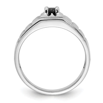 Sterling Silver Rhodium-plated Black Onyx Men's Ring - Birthstone Company