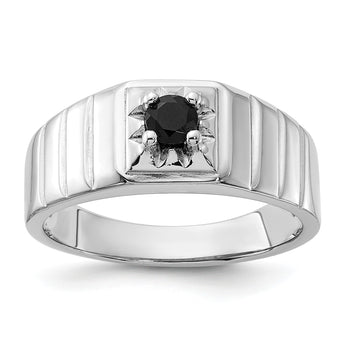 Sterling Silver Rhodium-plated Black Onyx Men's Ring - Birthstone Company