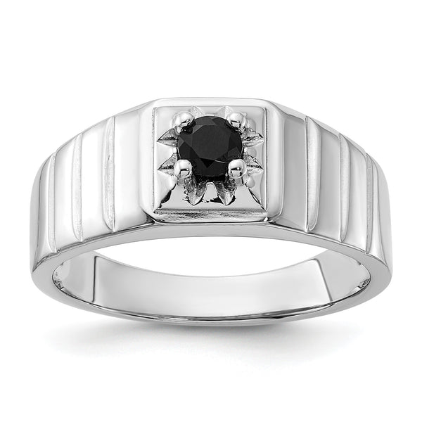 Sterling Silver Rhodium-plated Black Onyx Men's Ring - Birthstone Company