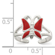 Sterling Silver Antiqued Red Enameled Butterfly Toe Ring