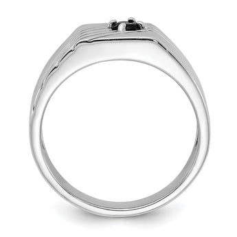 Sterling Silver Rhodium-plated Black Onyx Signet Men's Ring - Birthstone Company