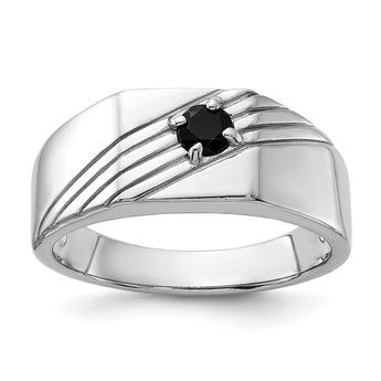 Sterling Silver Rhodium-plated Black Onyx Signet Men's Ring - Birthstone Company