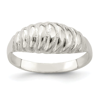Sterling Silver Diamond-cut Domed Ring